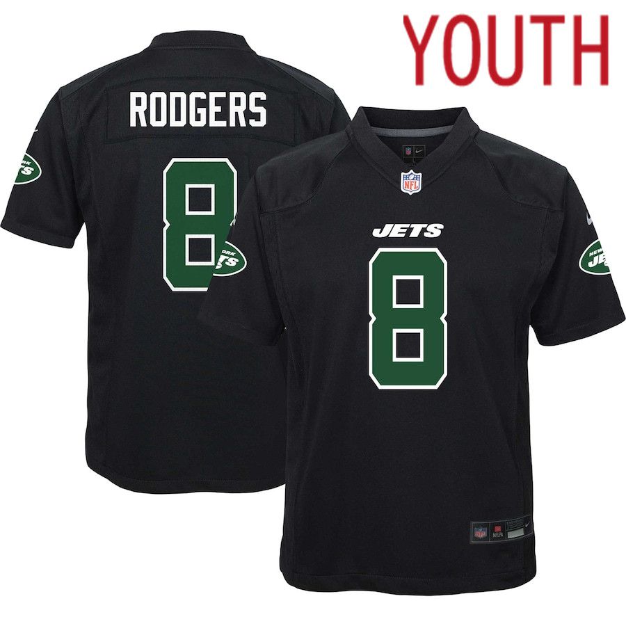 Youth New York Jets #8 Aaron Rodgers Nike Black Game Fashion NFL Jersey-0